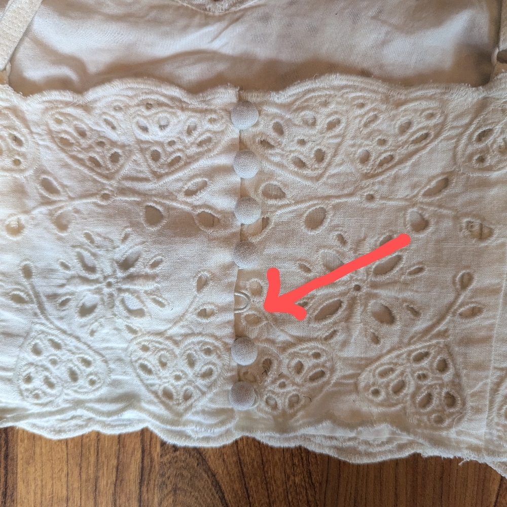 Madewell Eyelet Linen-Blend Crop Tank Top in Cream, Size 12 - Picture 7 of 11